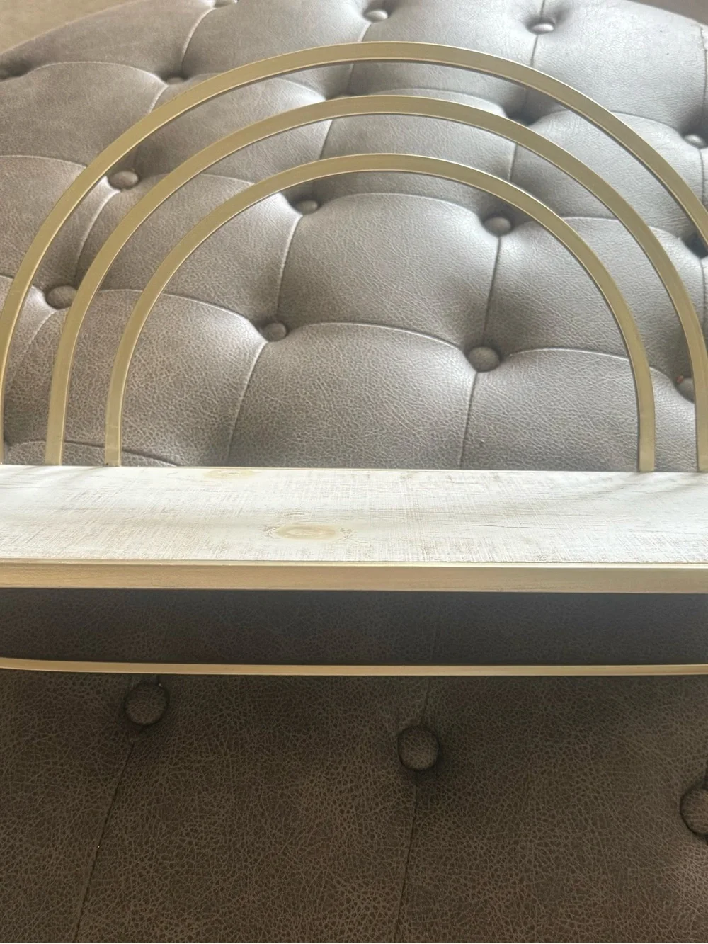 Gold Arch Tiered Tray with White Wood Shelf